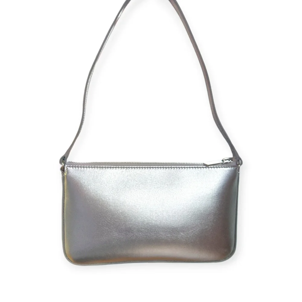 Christian‎ Louboutin Metallic Silver Leather Shoulder Hobo Bag